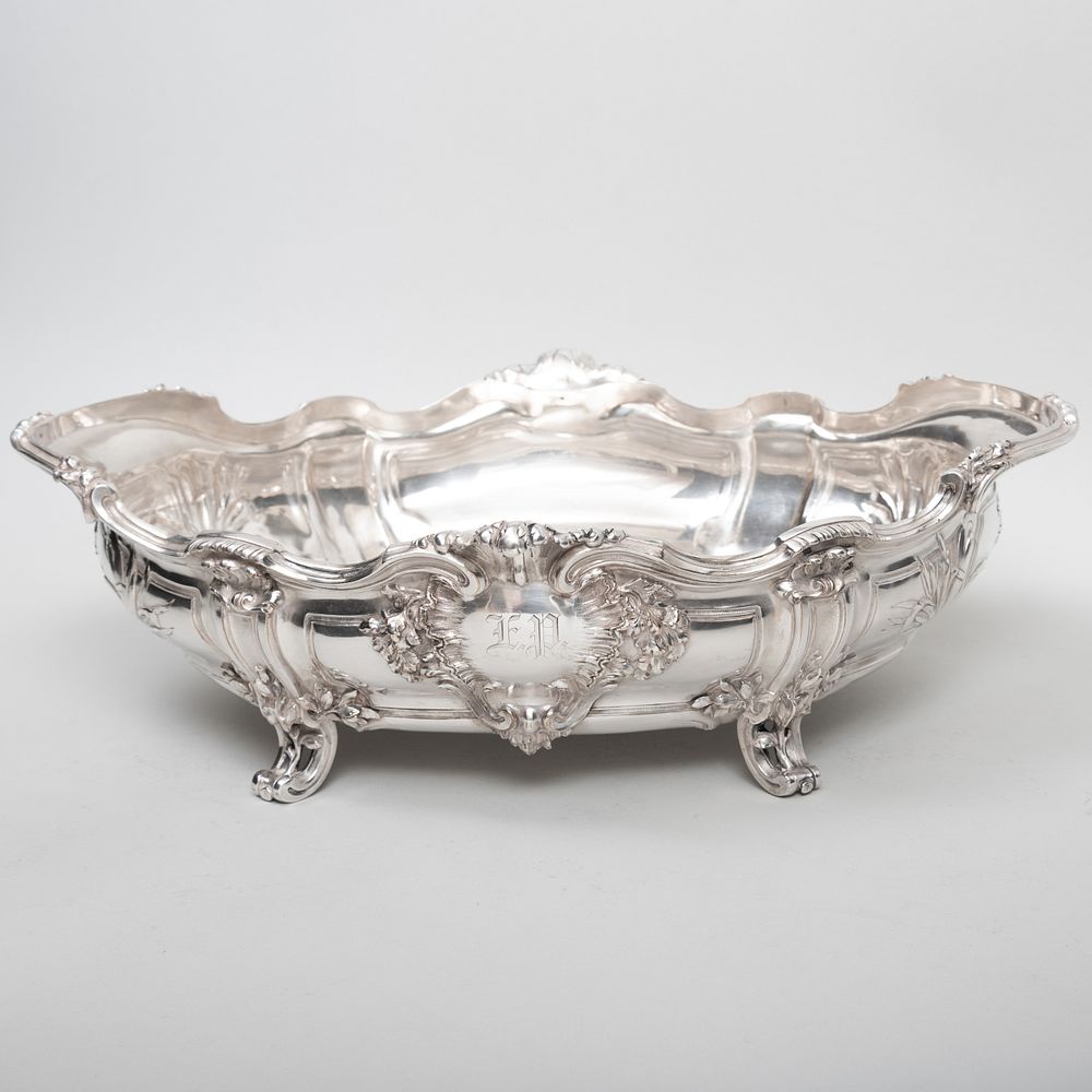 Appraisal: Large Bointaburet Silver Plate Centerbowl Monogrammed in wide Condition Minor