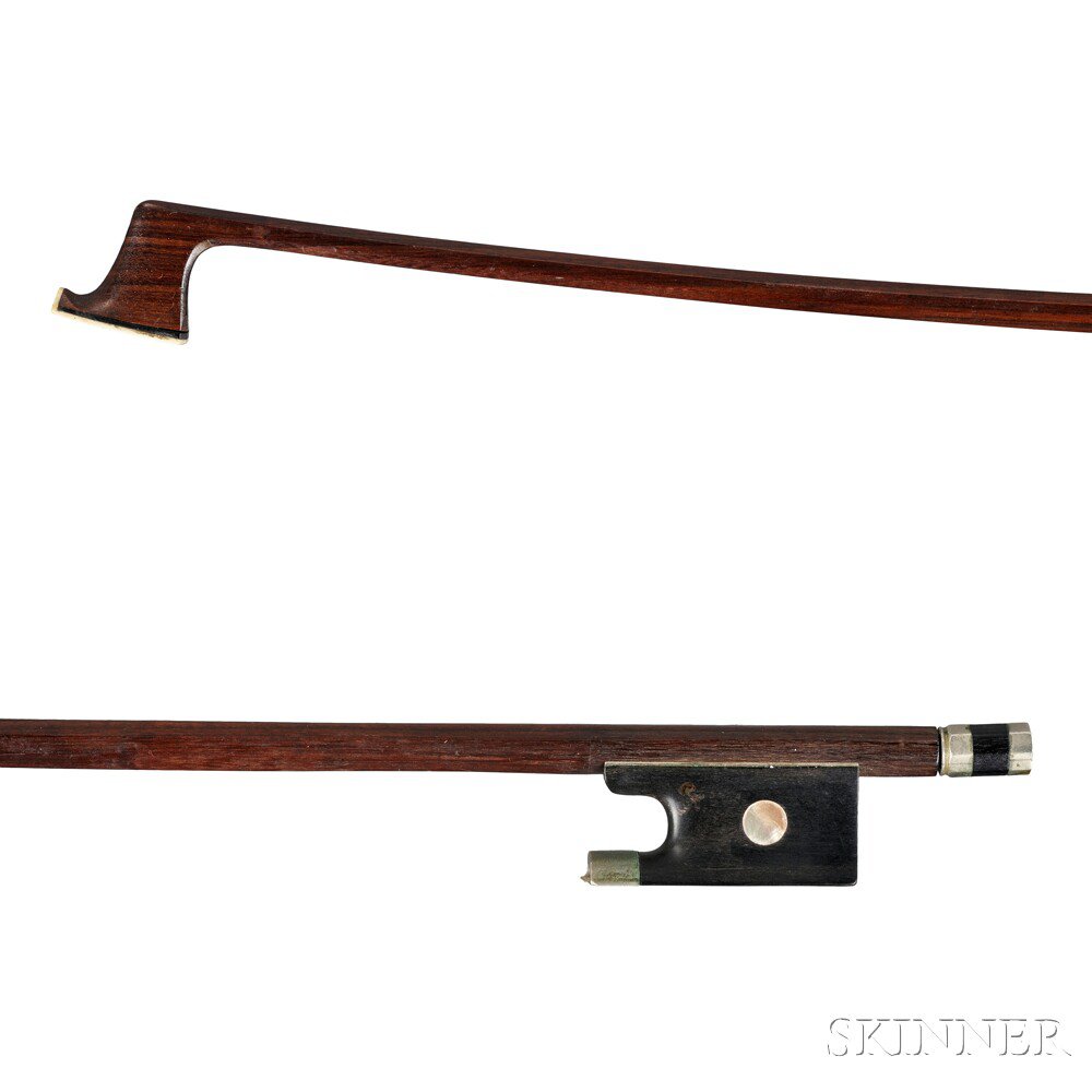 Appraisal: German Nickel Silver-mounted Violin Bow Knopf Inspired the octagonal stick