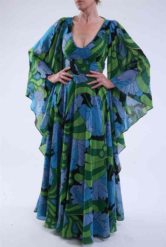 Appraisal: JEAN VARON BLUE AND GREEN PRINT DRESS size retailed Harrods