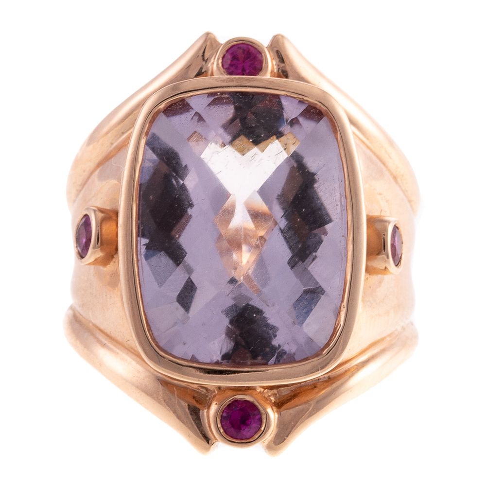 Appraisal: A Large Kunzite Ruby Ring in K Rose Gold K