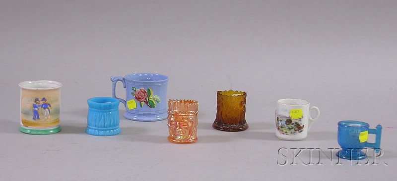 Appraisal: Four Decorated Children's Mugs and Three Victorian Pressed Art Glass