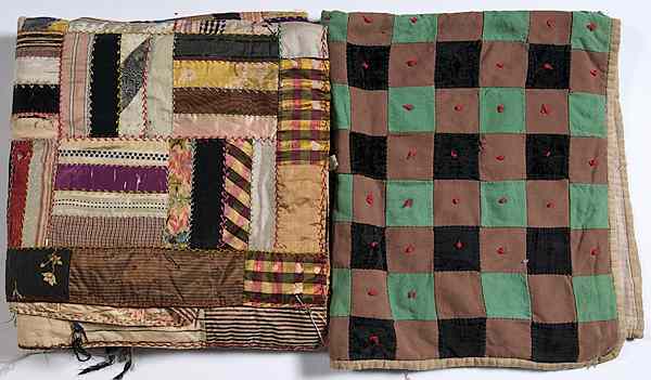 Appraisal: Crib Quilt and Log Cabin Variation Quilt Crib quilt in