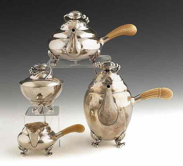 Appraisal: Georg Jensen blossom pattern silver four-piece tea and coffee service