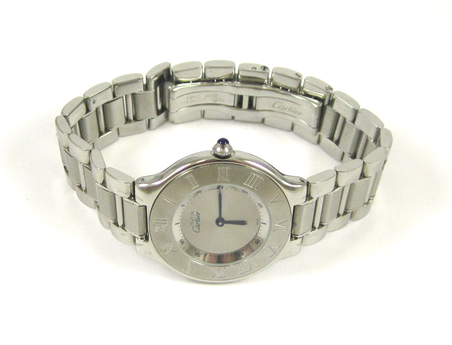 Appraisal: MUST DE CARTIER QUARTZ WRIST WATCH stainless steel case and