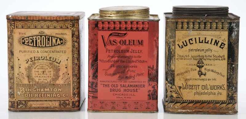 Appraisal: Lot of Petroleum Jelly Tins Description Very early lot includes