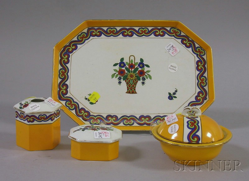 Appraisal: Four-piece Art Deco Ceramic Vanity Set