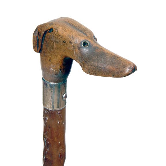 Appraisal: Hound Folk Art Cane Late th Century- A carved wood