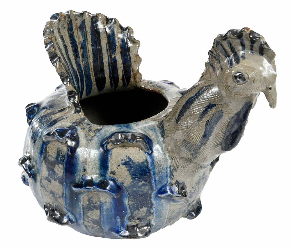 Appraisal: Grace Nell Hewell Rooster Planter Gillsville Georgia b d cobalt