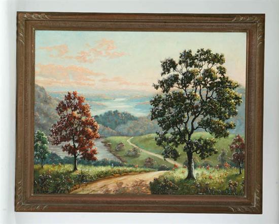 Appraisal: FRAMED OIL ON CANVAS LANDSCAPE Artist signed Maurice Tanner Featuring