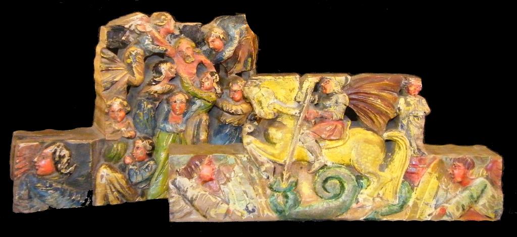 Appraisal: Antique polychrome pierced wooden carving depicting Jesus being removed from