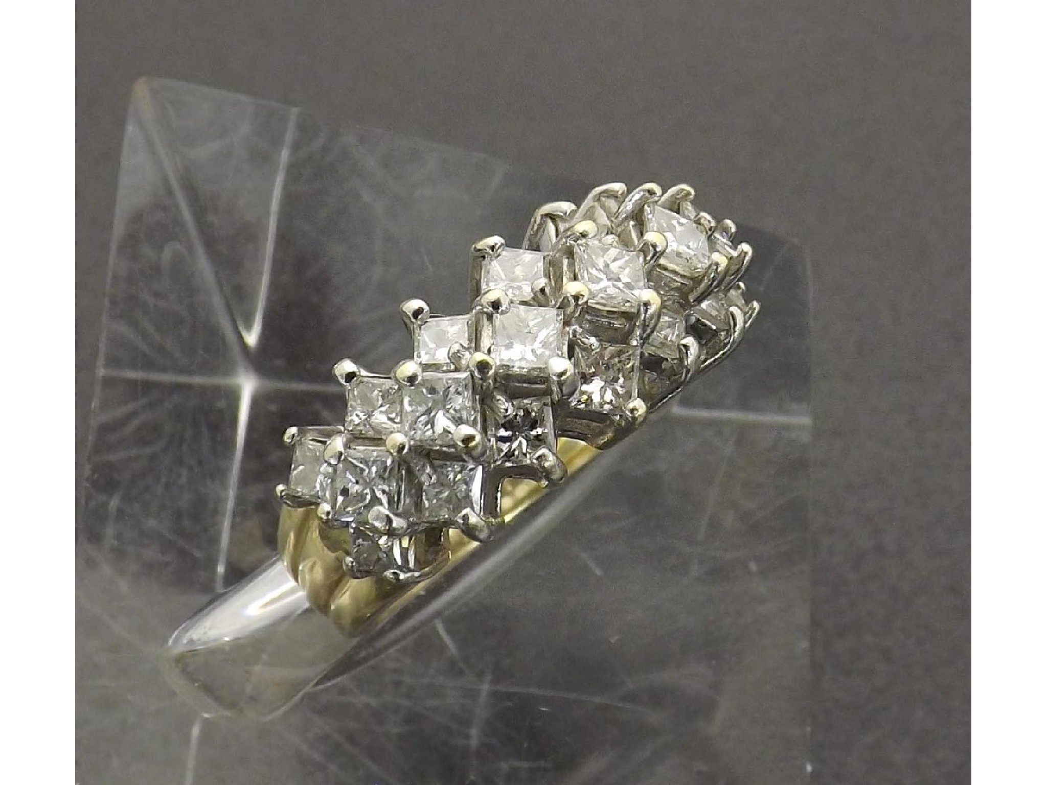 Appraisal: k diamond dress cluster ring with twenty princess-cut diamonds in