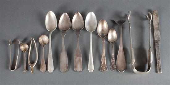 Appraisal: Assortment of American silver spoons and small serving pieces th