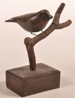 Appraisal: Carved and Painted Folk Art Song Bird Mounted on twig