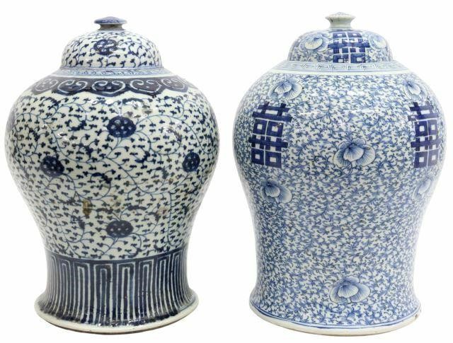 Appraisal: lot of Chinese blue and white porcelain lidded temple jars