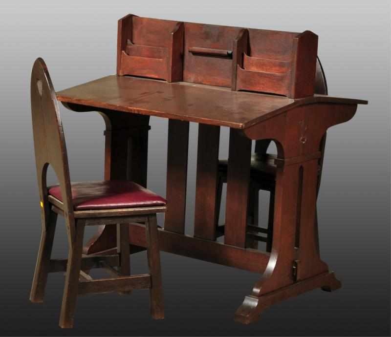 Appraisal: Limbert's Postal Desk with Accompanying Chairs Description All original Engraved