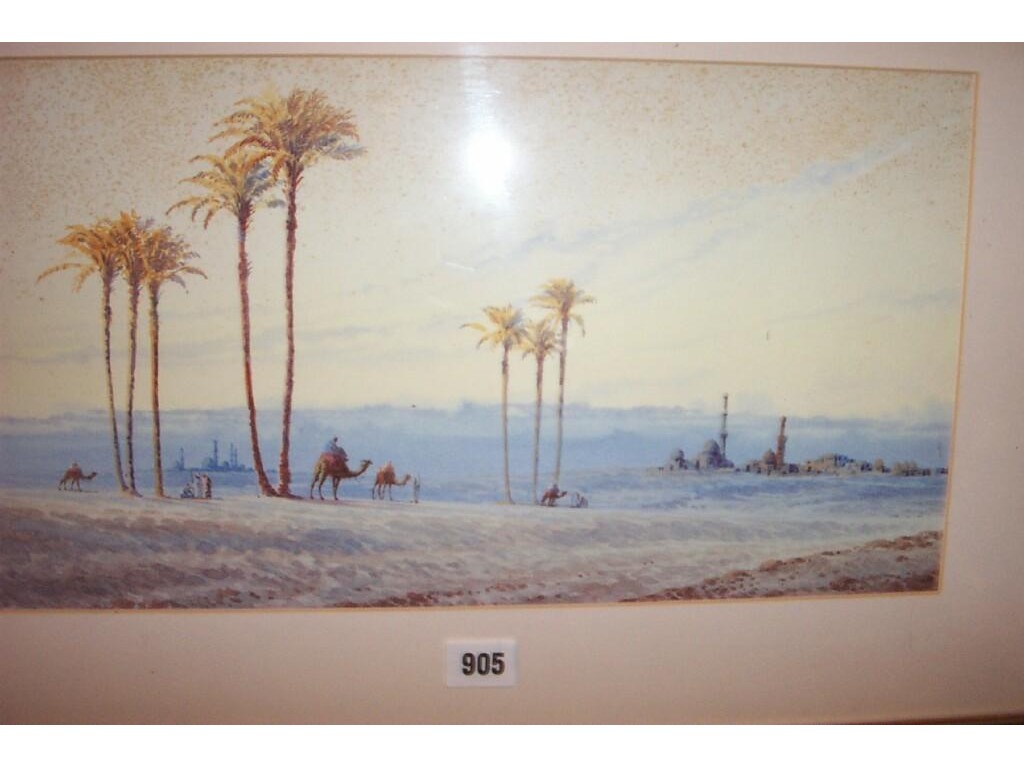 Appraisal: An early th century watercolour of a desert scene with