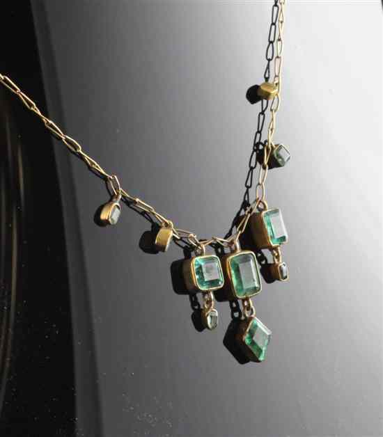 Appraisal: A Victorian gold and foiled emerald necklace in Estimate -