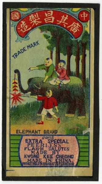 Appraisal: Elephant Brand -Pack Firecracker Label Class Manufactured by Kwong Kee