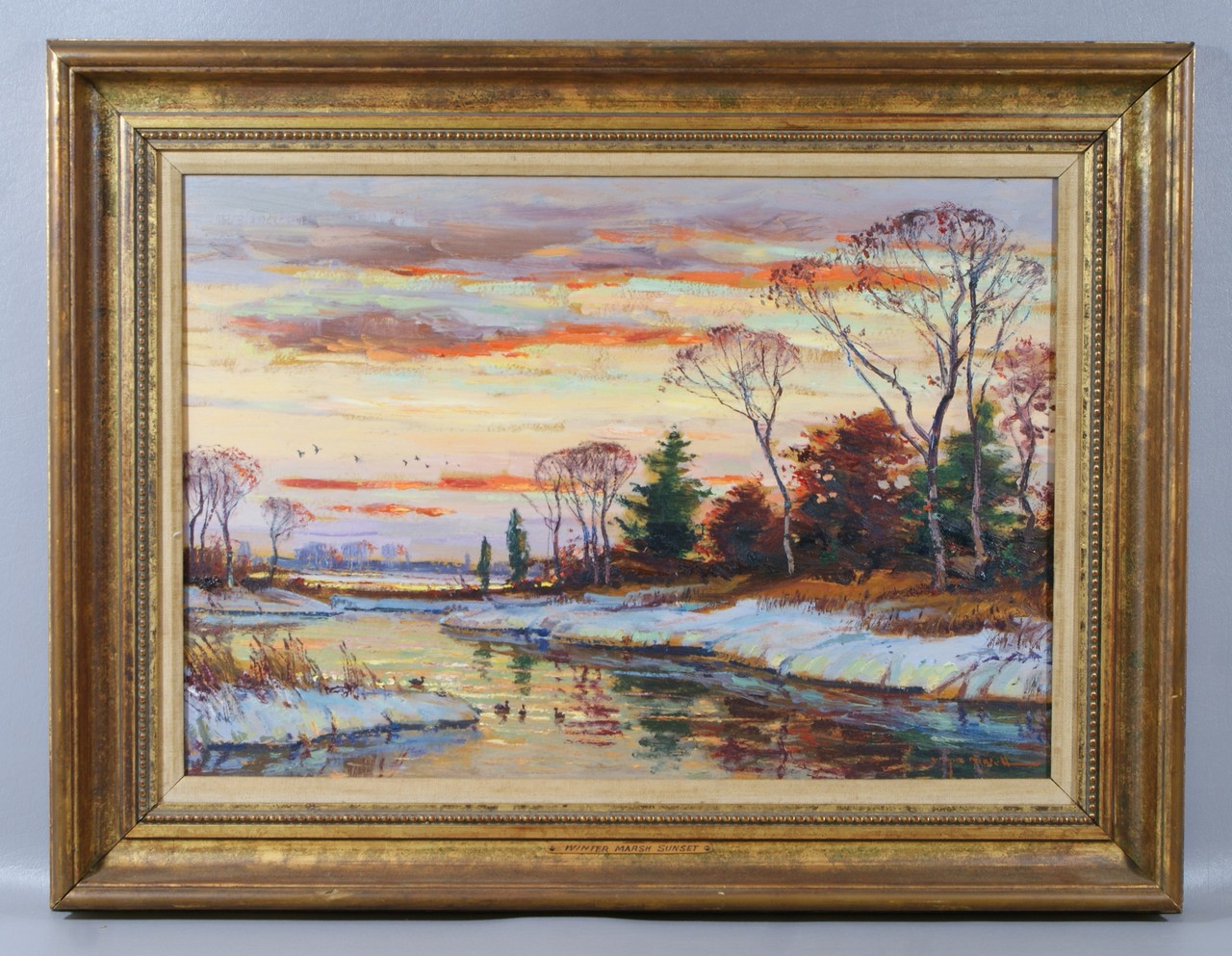 Appraisal: Wayne Morrell American th c o c Winter Marsh Sunset