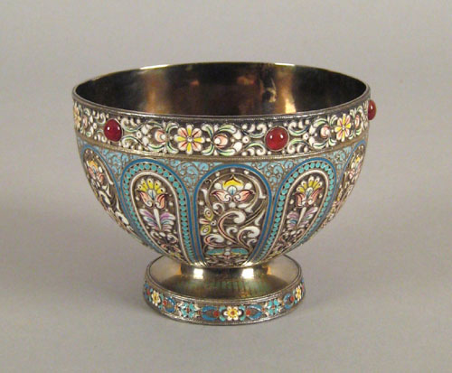 Appraisal: Russian silver and enamel bowl th c bearing Faberg marks