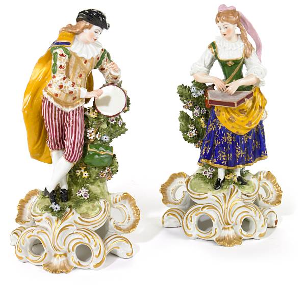 Appraisal: A pair of French porcelain figures of gypsy musicians probably