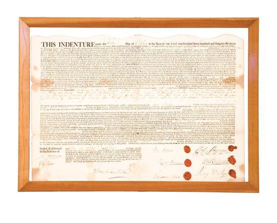 Appraisal: INDENTURE FOR THE SALE OF LAND BY HENRY WILLIAM STIEGEL