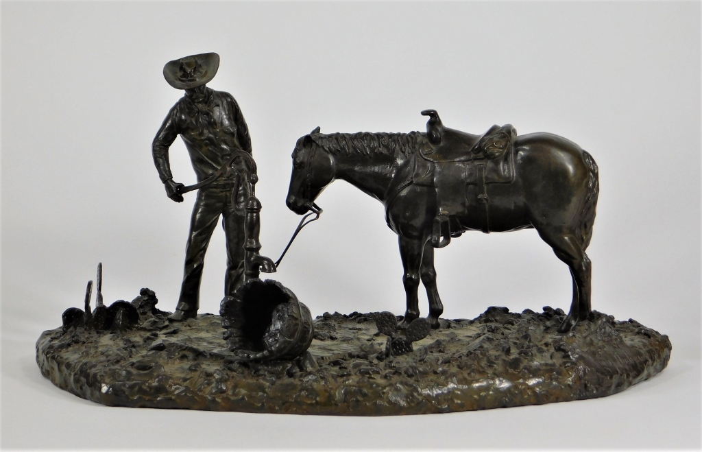 Appraisal: IRMA ANDREWS WESTERN COWBOY HORSE BRONZE SCULPTURE United States th