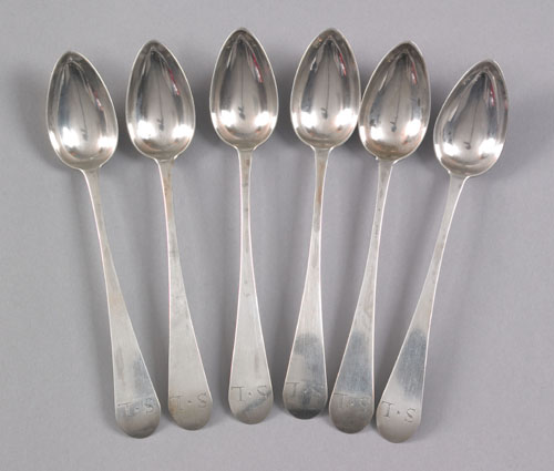 Appraisal: Set of six Wilmington Delaware silver teaspoons late th c