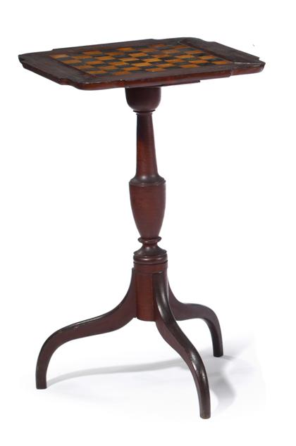 Appraisal: Federal inlaid maple checkerboard candlestandnew england early th century