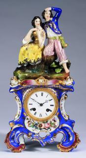 Appraisal: th c figural porcelain clock h Continental figural porcelain clock