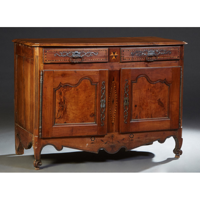 Appraisal: French Provincial Louis XV Style Inlaid Carved Cherry Sideboard th