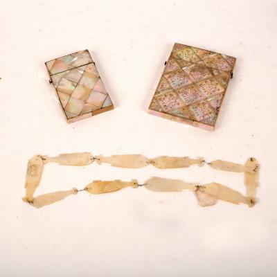 Appraisal: Two mother-of-pearl visiting card cases and a small quantity of