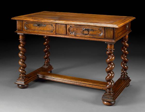 Appraisal: A Continental Baroque style walnut table incorporating antique and later