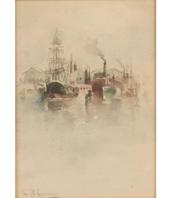 Appraisal: Charlotte Buell Coman American - industrial scene with a fishing