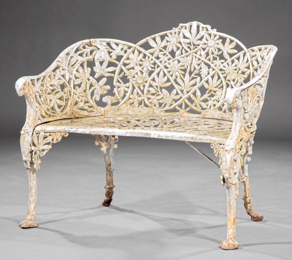 Appraisal: American Cast Iron Garden Bench in the Passion Flower Pattern