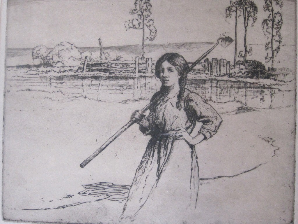 Appraisal: ERNEST HERBERT WHYDALE ARE - Etching 'Girl with a hoe'