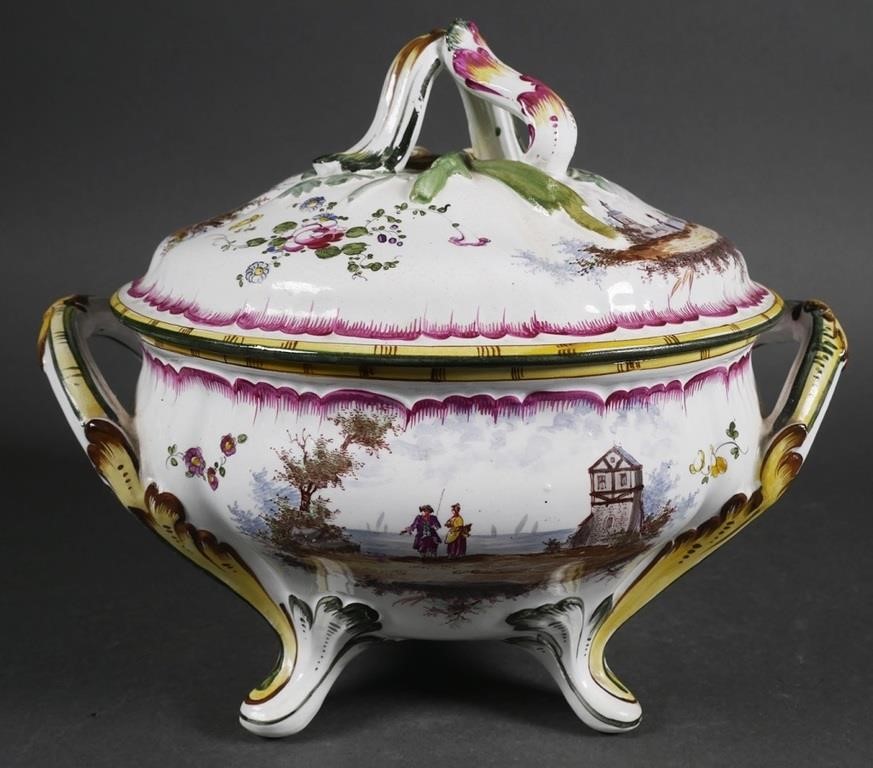 Appraisal: French handpainted covered serving bowl marked A Clerissy a Saint