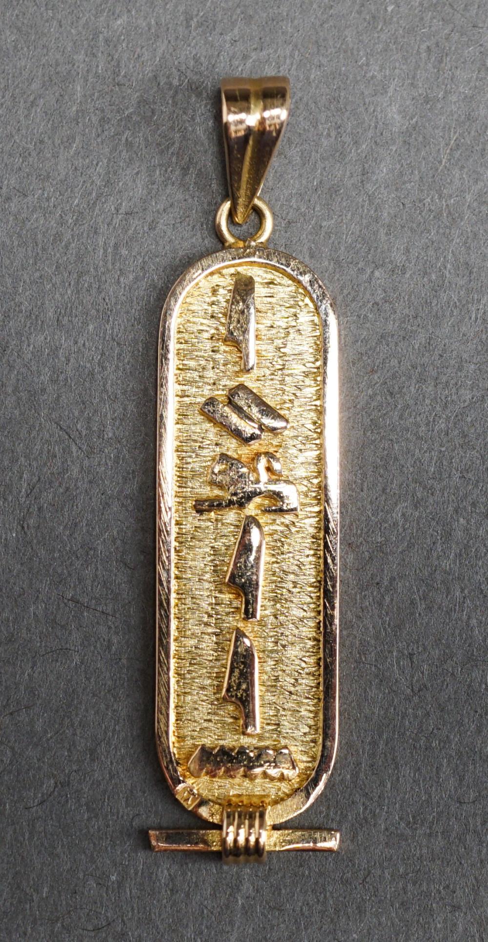 Appraisal: -Karat Yellow-Gold Cartouche Pendant dwt L in