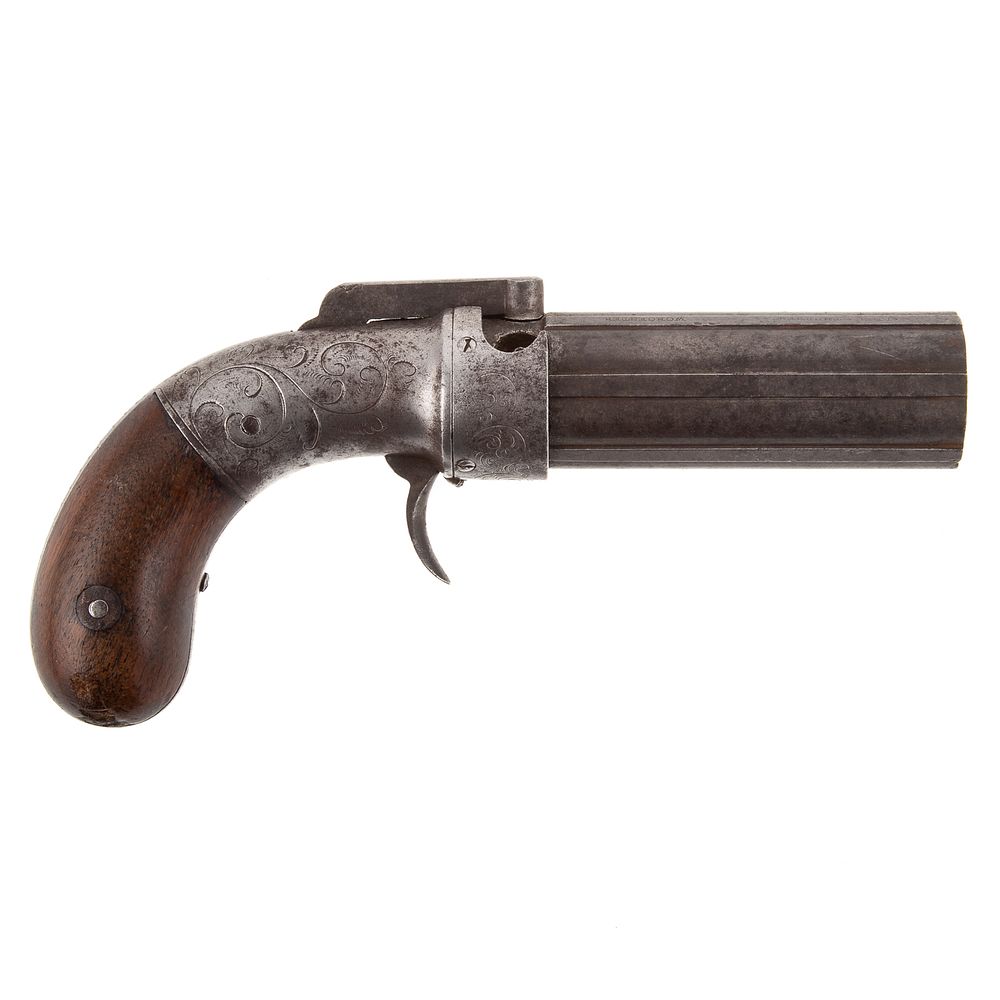 Appraisal: Allen's Pepperbox Revolver shot nicely engraved Condition Functions but missing