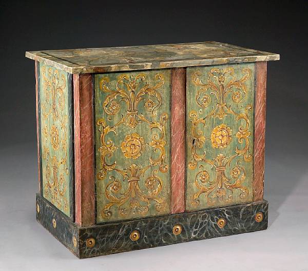 Appraisal: A Louis XVI polychrome and faux marble meuble d'appui Southern