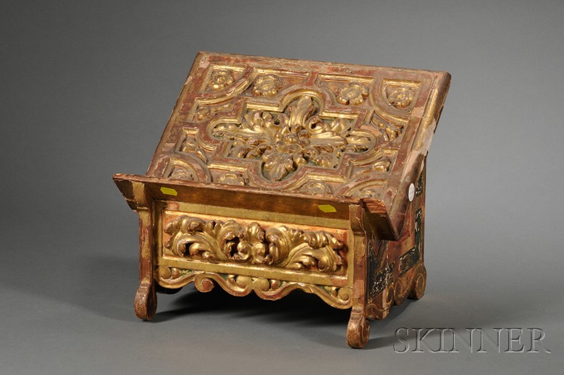 Appraisal: Italian Baroque-style Gilt Gesso Bible Stand mid-late th century underside