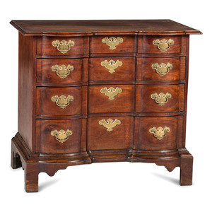 Appraisal: A Chippendale Figured Mahogany Block Front Chest of Drawers likely