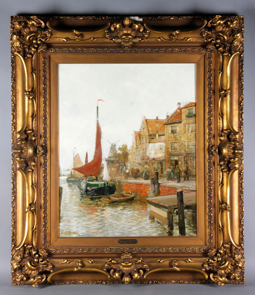 Appraisal: - Wagner Port Scene O C Karl Ludwig Friedrich Wagner