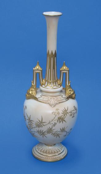 Appraisal: A ROYAL WORCESTER BLUSH IVORY VASE decorated overall with gilt