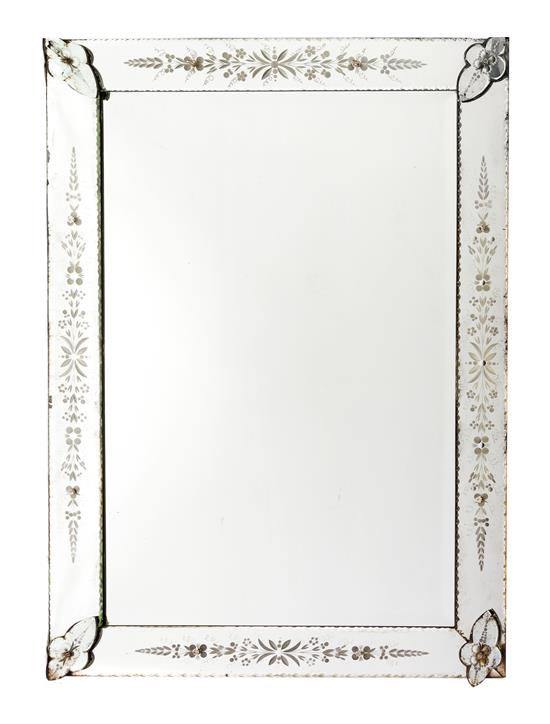 Appraisal: Sale Lot A Venetian Etched Glass Mirror having a rectangular