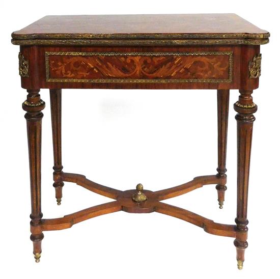 Appraisal: Early th C French style marquetry and ormolu-mounted game table