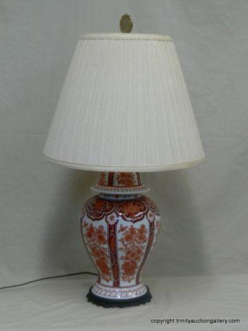 Appraisal: Oriental Hand Painted Glazed Ceramic Lamp - shaped like a