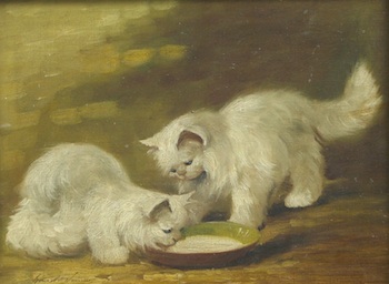 Appraisal: Alfred Arthur Brunel de Neuville French - White Kittens Oil