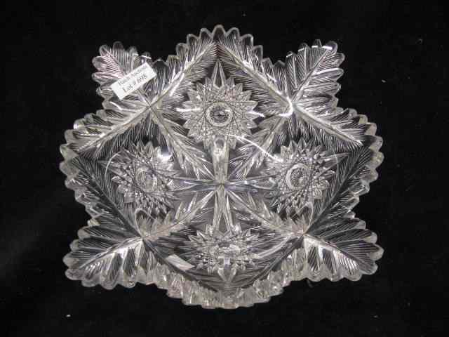 Appraisal: Cut Glass Dish squared brilliant period beautiful cutwork '' user