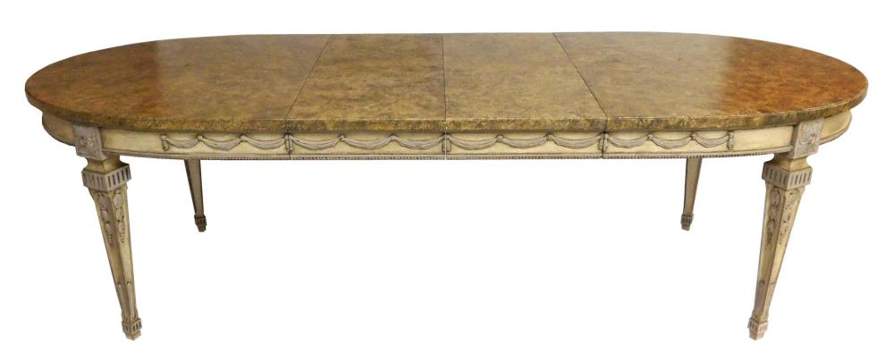 Appraisal: Dining Table oval faux marble top on wood base four